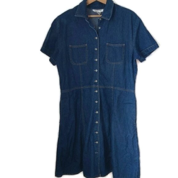Talbots 14 Cotton Button Down Denim Look Dress - Picture 7 of 7